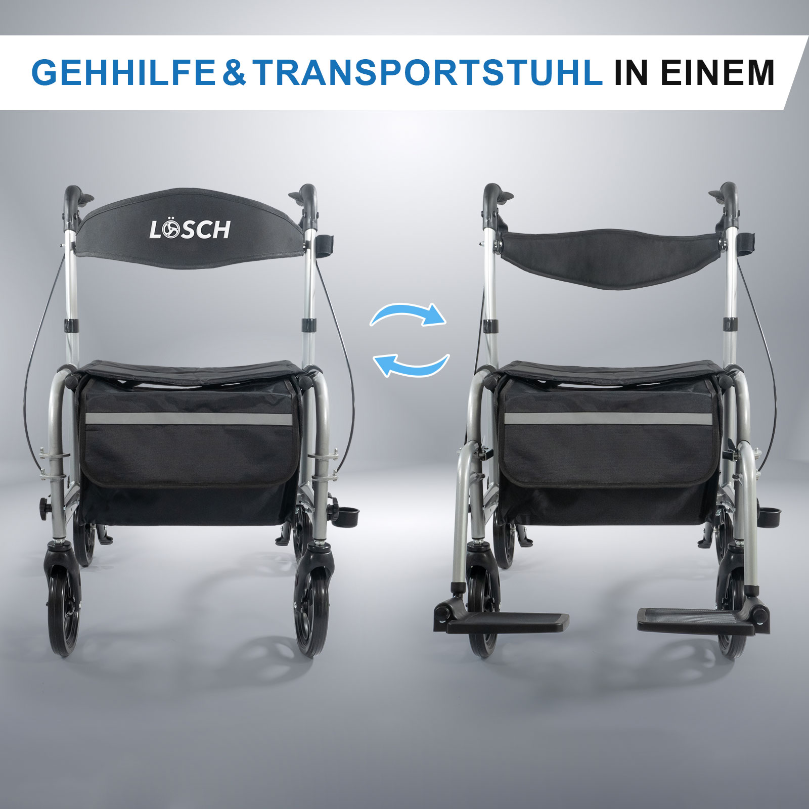 Lösch Reha Rollator & Rollstuhl Twin 2in1
