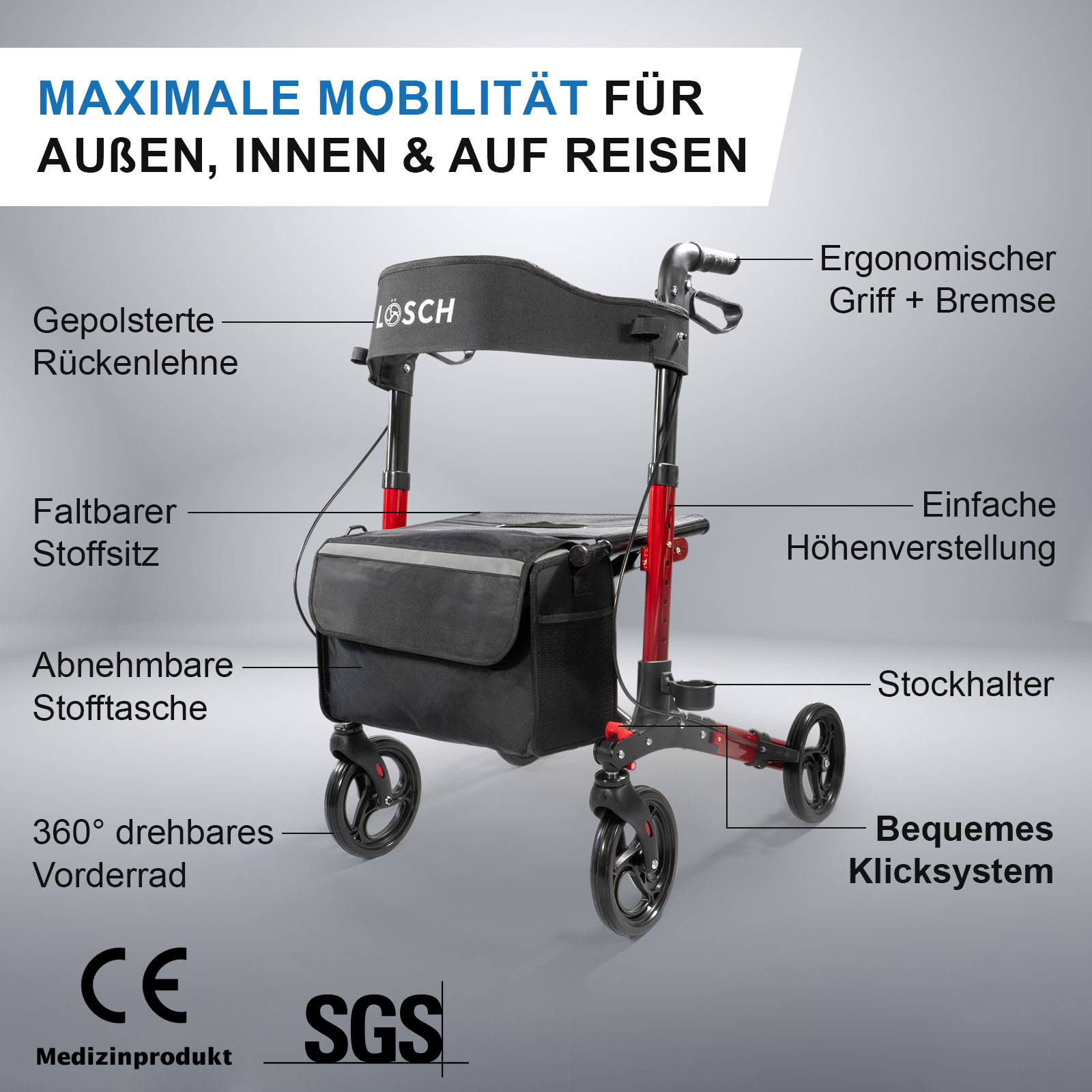 Einführungs Angebot Lösch Reha Rollator TABAS Mobility